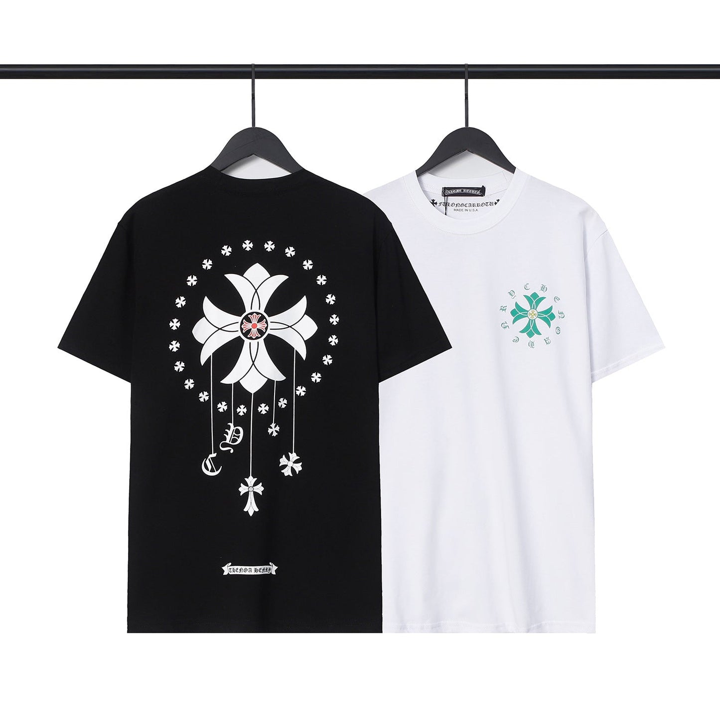 CHH Chrome Heart T Shirts Cross Casual Loose Cotton Crew Neck T-Shirt