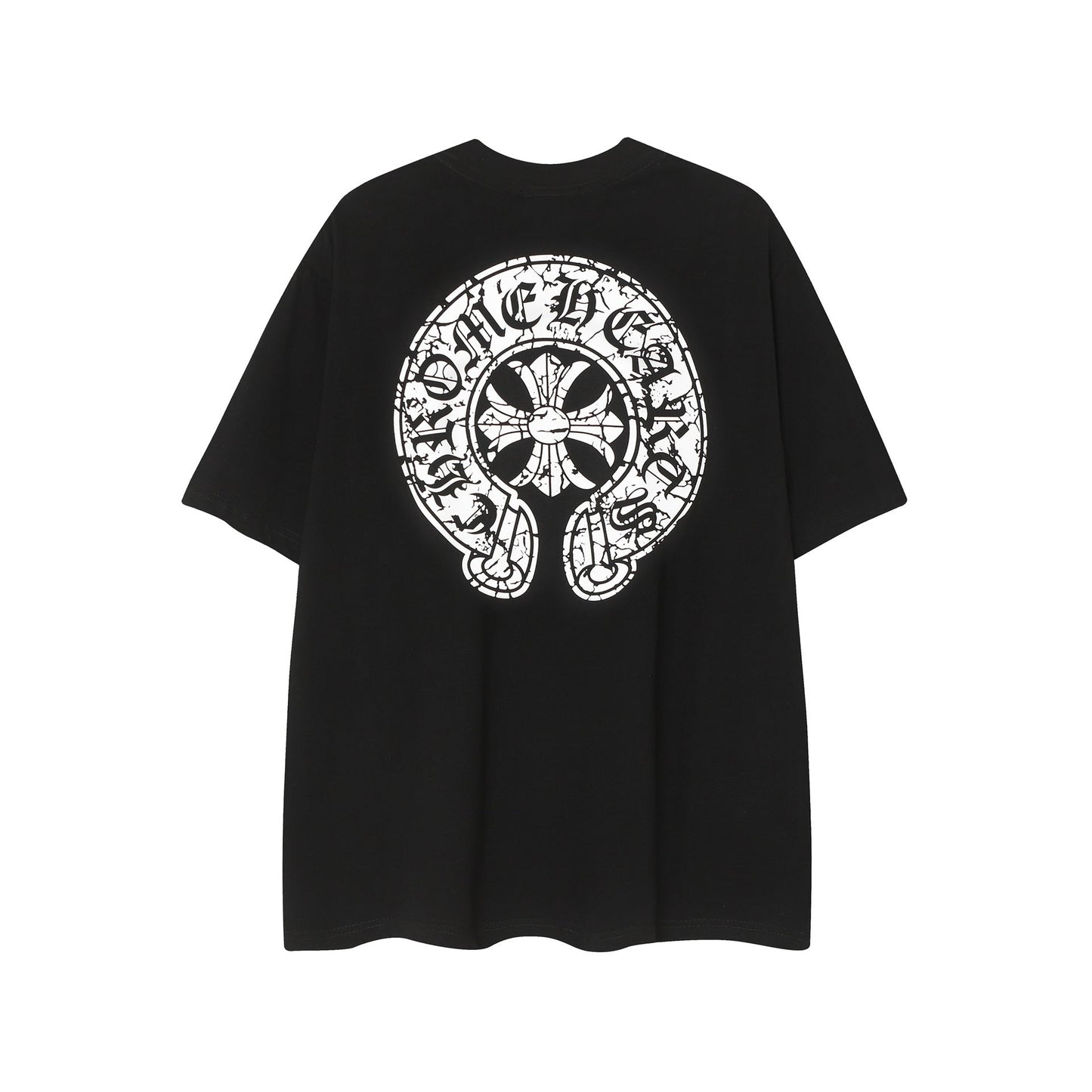 CHH Chrome Heart T Shirts Horseshoe Cross Old Retro Fashion Men's and Women's Short Sleeve T-Shirt